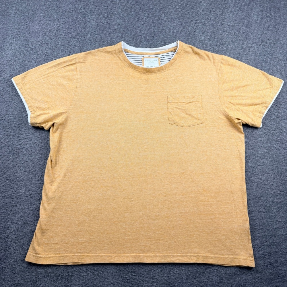 Denim & Flower Ricky Singh Men's XL Mustard Yellow Pocket T-Shirt Cotton